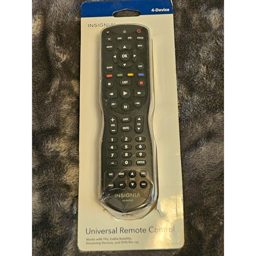 New Insignia NS-RMT415 4-Device Universal Remote Control TV Streaming DVD